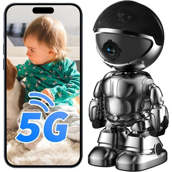 Jqimn RoBot Camera, 2.4G&5G WIFI Indoor Security Camera, 2K Baby/Pet Monitor with Phone App, Motion Detection, Two-Way Audio, Night Vision