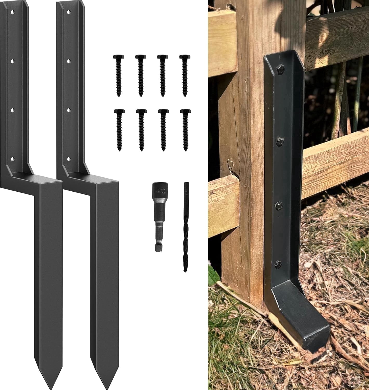Jqmeg Fence Post Repair Kit - One-Piece Steel Anchors & Stakes to Quick ...