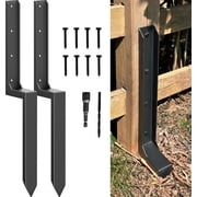 Jqmeg Fence Post Repair Kit - One-Piece Steel Anchors & Stakes to Quick Fix Broken/Leaning 4x4/6x6 Wood Posts Support