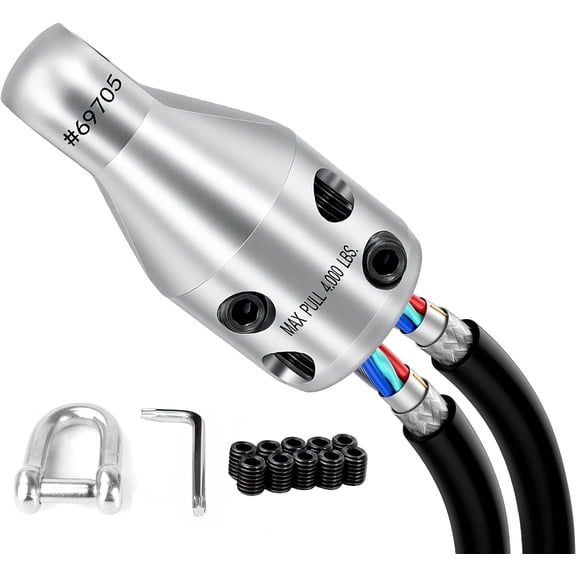 Jr. 69705 Heavy Duty Wire Pulling Grip  4000lbs Pull Strength, Fits 2/0-4/0 Copper & Aluminum Wires, 4 Slots with Anti-Slip Teeth, Compatible with Standard Cable Machines & Towing Equipment