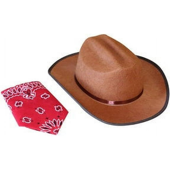 Jr Brown Cowboy Hat with Red Bandana Kids Child Hat