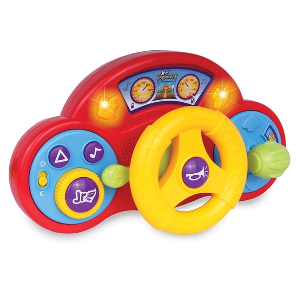 Jr Explorers Junior Driver Steering Wheel Toy with Lights and Sounds Pretend Play Driving Simulator Educational Toy for Toddlers Boys and Girls