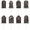 thumbnail image 1 of Jrocdr Halloween 8 Pieces Cupcake Decorations Cemetery Cake Picks Cupcake Decorations Theme Party Supplies Cake Topper Kids Wooden One Cake Topper Decorations for Party Number One Cake Topper 1st, 1 of 8