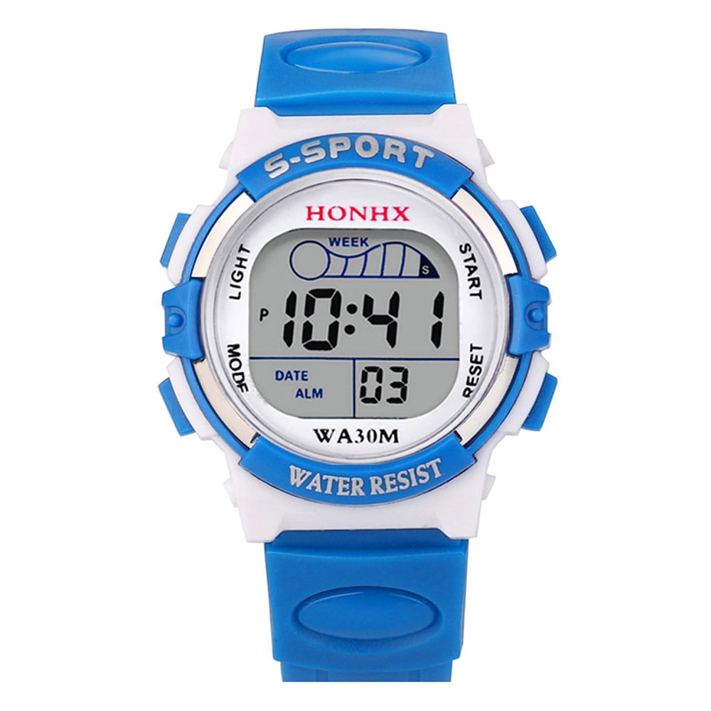 Jrocdr Children Boys Digital LED Sports Watch Kids Alarm Date Watch