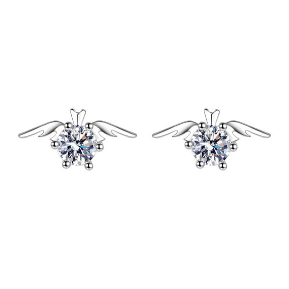 Jrocdr Imitation Moissanite Angel Wing S925 Silver Earrings Six Prong Inlaid Earrings For Women Small Hoops Earrings Giant Earrings Rainbow Earrings