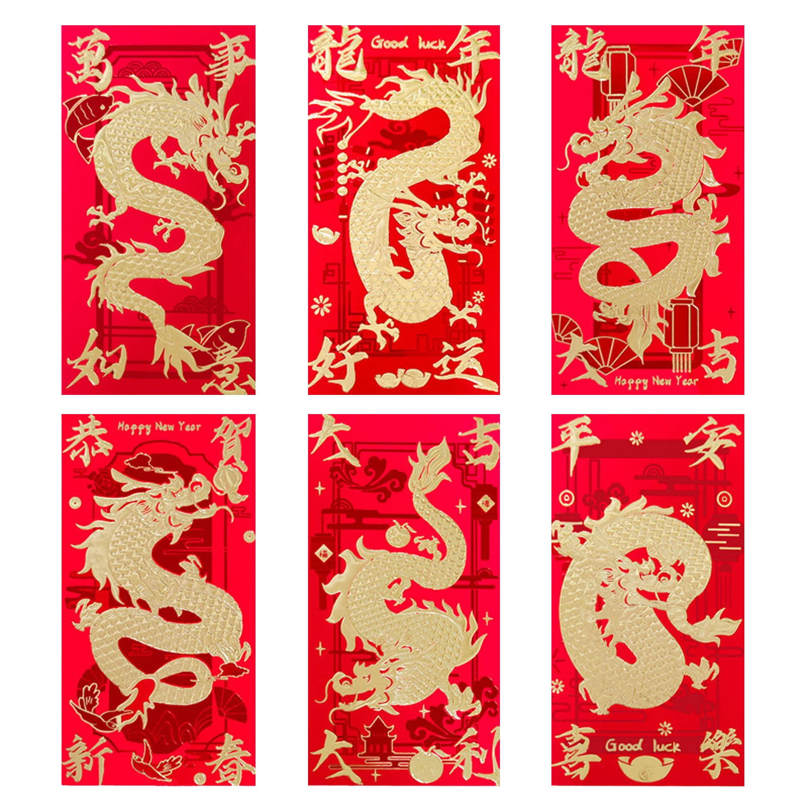 Jrocdr Large Size 2024 Year Of The Dragon Red Envelopes For Spring