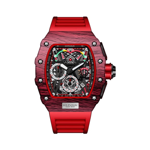 Jrocdr Multifunctional Tonneau Style Fashion Sports Watch Men's Calendar Quartz Watch Rugged Ultralight Case Silicone Strap Durable Watch Watches with Secondhand Retro Watches for Men Wristwatch