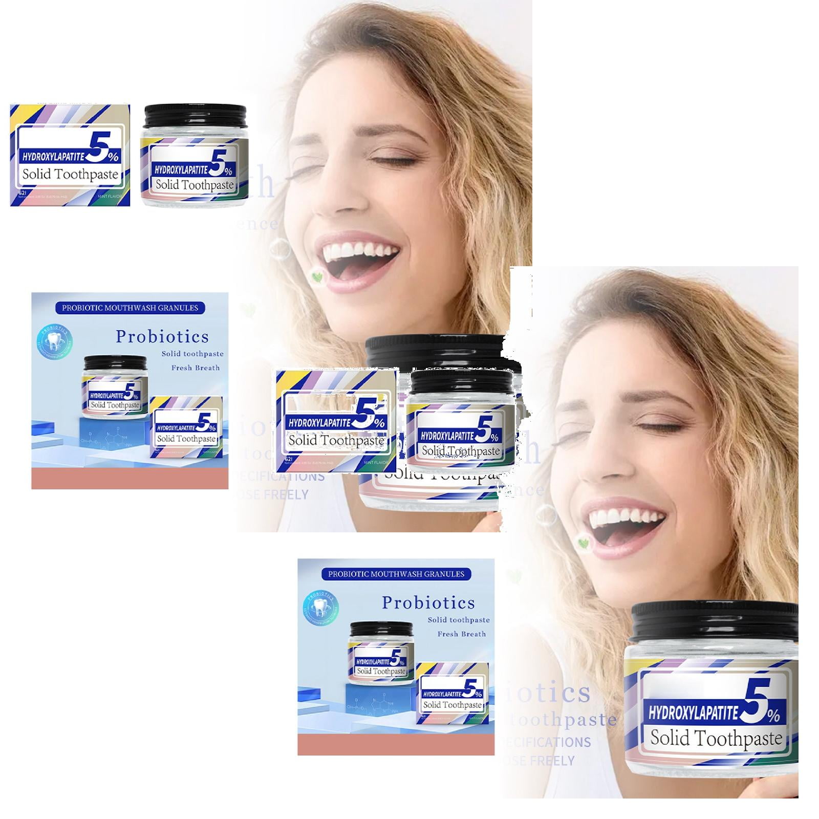 Jrocdr Probiotic Solid Toothpaste Portable Yellow Stains Freshens ...