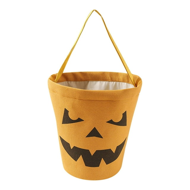 Jrocdr Trick Or Bag Pumpkin Canvas Candy Tote Bucket Multipurpose