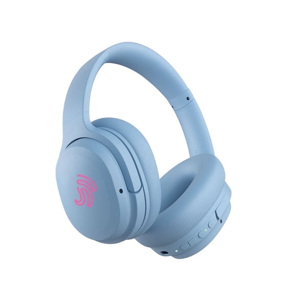 Jrumz Clarity CL01 Hybrid Active Noise Canceling Headphones With Travel Case, Wireless Over Ear Bluetooth Headphones, Deep Bass, Memory Foam Ear Pads, 40H Playtime for Home Office, Travel, Gym- BLUE