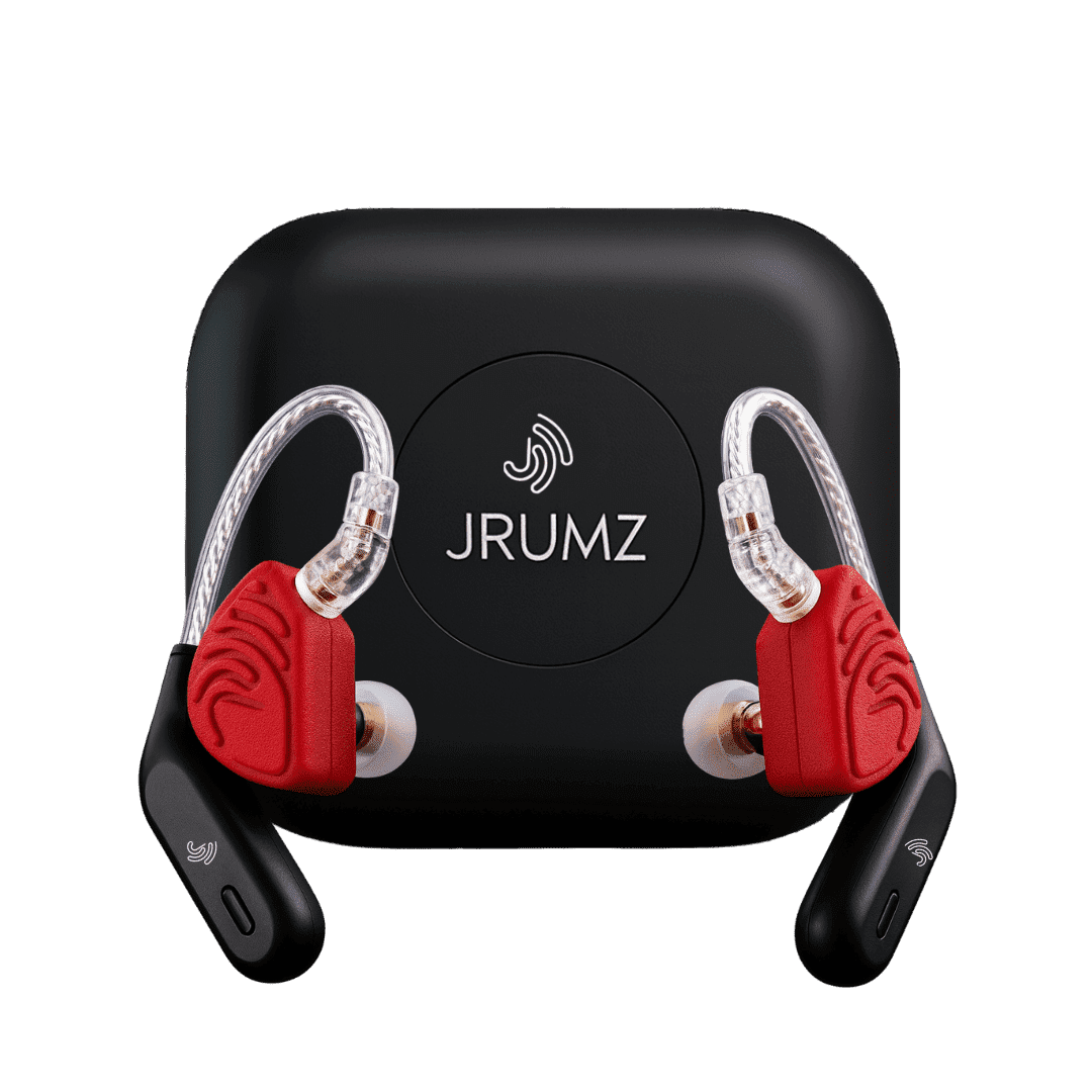 Jrumz XP02 True Wireless Bluetooth Earbuds with Mic, Charging Case, Red