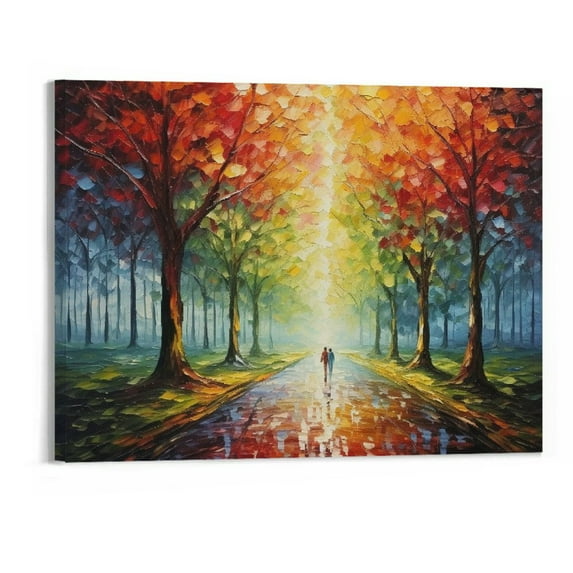 Jrxy Hand Painted Landscape Oil Painting Wall Art Contemporary Abstract Textured Tree Wall Paintings 20x16inch 20x16in