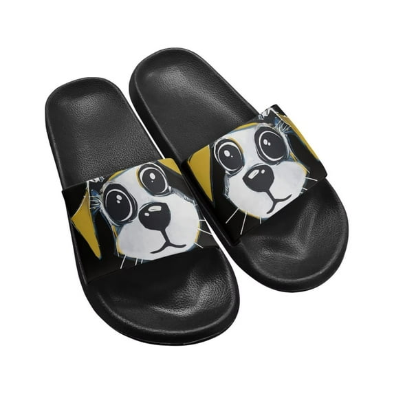 Jrysaedy Cute Cartoon Dog Pattern Slippers for Women and Men, Pillow Slippers Super Soft, Thick Sole Slides for Women with Anti-Skid Sole Lightweight EVA Thick Sandals