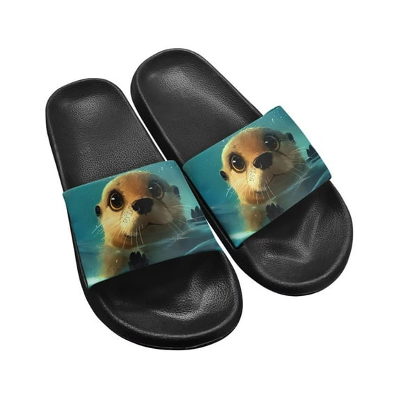 Jrysaedy Otter Pattern Platform Flip Flops - Anti-Slip Outdoor Sandals for Beach, Pool, and Travel