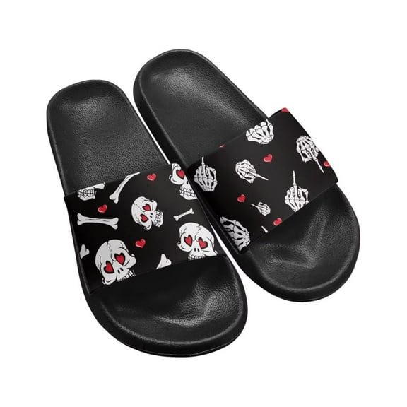 Jrysaedy Skull Finger Pattern Pillow Slides for Women Men Soft Indoor and Outdoor Comfy Slippers Thick Sole Anti-Slip Summer Flip Flops - Quick-Dry Material for Water Sports and Casual Wear