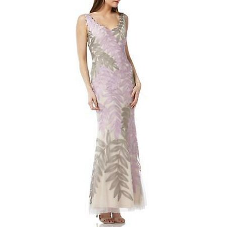 Js Collection Ribbon Soutache Floral Leaf Bodycon Mermaid Gown: 16/Pink