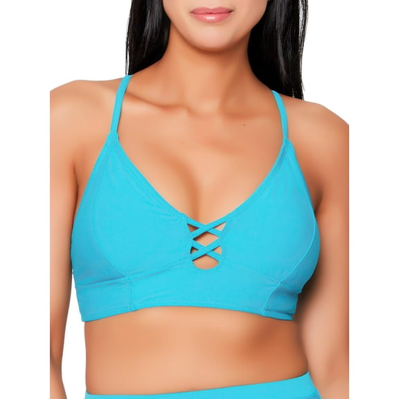 Js Jessica Simpson Women's Cropped Cami and High Waisted Bottoms Swimsuit