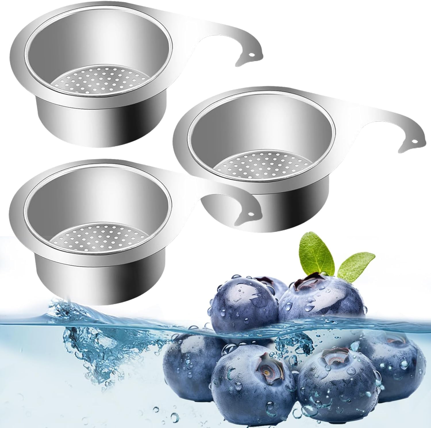 Js-Swan - Js-Swan Stainless Steel Drain Basket for Kitchen Sink, 100% ...