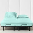 thumbnail image 1 of Js sanders 600 Tc Top Split Head Queen Sheet Set for Adjustable beds - Sleep Number Flex Sheets - 34" Split Top 100% Sheets - Cotton Sheet Set - Aqua Blue - 15 inch Deep pocket, 1 of 8
