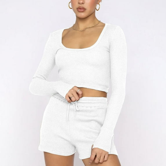 Jsaierl 2 Piece Outfits for Women Summer Long Sleeve Plus Size Tops and Wide Leg Pants Sets Two Piece Breathable Matching Outfits Sets