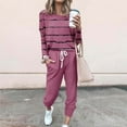 thumbnail image 1 of Jsaierl 2 Piece Stripes Lounge Sets for Women 2024 Striped Print Two Piece Outfits Jogger Set Plus Size Long Sleeve Sweatshirt and Long Pants with Pockets, 1 of 5