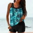 thumbnail image 1 of Jsaierl 2 Piece Tankini Swimsuits Women High Waisted Summer Vacation Print Push Up Swimwear Conservative Tankini Tops with Pants Tankini Bathing Suits S-2XL, 1 of 5