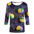 thumbnail image 1 of Jsaierl 2025 Mardi Gras Outfit for Women Plus Size Tops Holiday 3/4 Blouses Sleeve Carnival Themed Party Shirts, 1 of 5