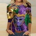 thumbnail image 1 of Jsaierl 2025 Mardi Gras Outfit for Women Plus Size Tops Holiday 3/4 Blouses Sleeve Carnival Themed Party Shirts, 1 of 5