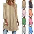 thumbnail image 1 of Jsaierl 3/4 Length Sleeve Tops for Women Casual Round Neck Shirts Boho Solid Petite Blouses Soft Elegant Tunic Top S-2XL, 1 of 7