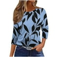 thumbnail image 1 of Jsaierl 3/4 Length Sleeve Tops for Women Casual Round Neck Shirts Trendy Print Petite Blouses Flowy Holiday Tunic Top S-5XL, 1 of 6
