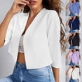 thumbnail image 1 of Jsaierl 3/4 Length Sleeve Womens Cardigans Plus Size Open Front Shirts Trendy Solid Ladies Blouses Flowy Cotton Tunic Tops S-2XL, 1 of 5