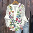 thumbnail image 1 of Jsaierl 3/4 Length Sleeve Womens Tops Casual Button Up V Neck Shirts Cute Print Ladies Blouses Work Holiday Tunic Top S-2XL, 1 of 5