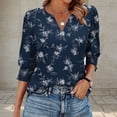 thumbnail image 1 of Jsaierl 3/4 Length Sleeve Womens Tops Plus Size V Neck Shirts Fashion Print Ladies Blouses Flowy Holiday T-shirts Top S-2XL, 1 of 6