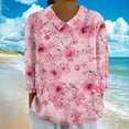 thumbnail image 1 of Jsaierl 3/4 Sleeve Cotton Linen Tops for Women Summer Crew Neck Shirts Fashion Floral Petite Blouses Flowy Tunic Top S-2XL, 1 of 5