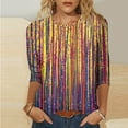 thumbnail image 1 of Jsaierl 3/4 Sleeve Tops for Women Plus Size Crew Neck Shirts Cute Graphic Ladies Blouses Soft Vacation T-shirts Top S-5XL, 1 of 5