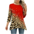 thumbnail image 1 of Jsaierl 3/4 Sleeve Tops for Women Plus Size Round Neck Shirts Boho Graphic Petite Blouses Work Cotton T-shirts Top S-2XL, 1 of 6