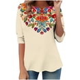 thumbnail image 1 of Jsaierl 3/4 Sleeve Tops for Women Summer Round Neck Shirts Trendy Print Ladies Blouses Workout Dressy T-shirts Top S-5XL, 1 of 7