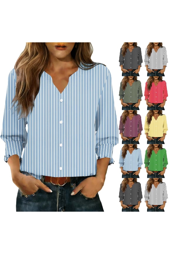3/4 Sleeve Womens Cardigans Casual Button Down Open Front Shirts Dressy Print Petite Blouses Workout Holiday Tunic Tops S-2XL