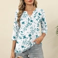 thumbnail image 1 of Jsaierl 3/4 Sleeve Womens Tops Casual V Neck Shirts Boho Graphic Petite Blouses Soft Loose Fit T-shirts Top S-2XL, 1 of 6