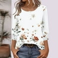 thumbnail image 1 of Jsaierl 3/4 Sleeve Womens Tops Summer Button Up Round Neck Shirts Cute Graphic Ladies Blouses Workout Vacation Tunic Top S-2XL, 1 of 7
