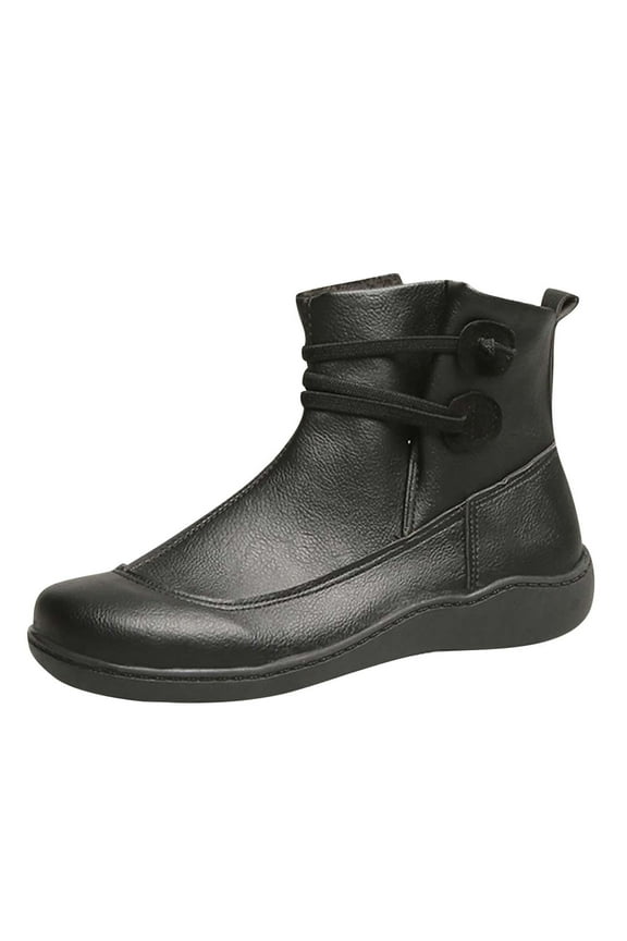 Ankle Boots for Women Arch Support Womens Low Heel Fashion Lace Up Zipper Booties Casual Walking Short Bootie Slip On Vintage Leather Ladies Sneaker Fall Winter Outdoor Flat Roman Shoes