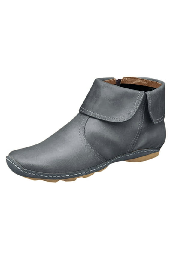 Ankle Boots for Women Arch Support Womens Low Heel Fashion Lace Up Zipper Booties Casual Walking Short Bootie Slip On Vintage Leather Ladies Sneaker Fall Winter Outdoor Flat Roman Shoes