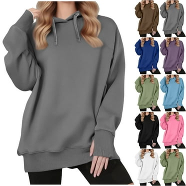 Jsaierl Basic Hoodies for Women Long Sleeve Solid Color Pullover Top Athletic Workout Hooded Sweatshirt with Thumb Holes