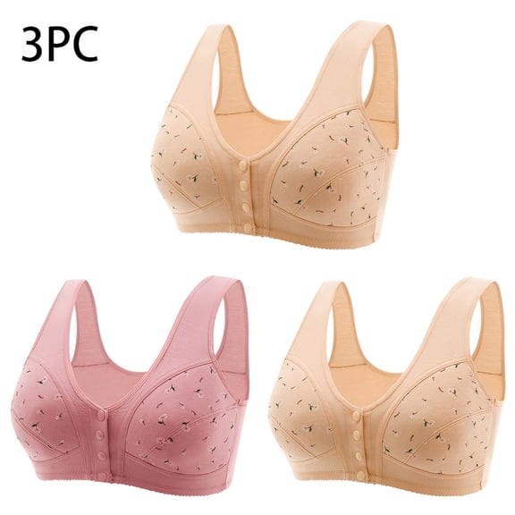 Jsaierl Bras for Women Front Closure No Wire Lift T-shirt Bras Seamless Comfort Bralettes Elegant Breathable Full Figure Bras 5 Packs 3 Packs