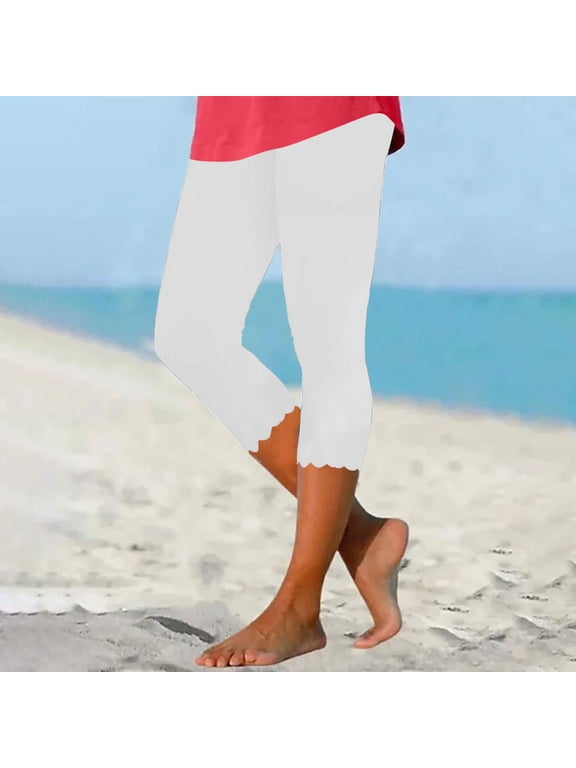 Capri Legging for Women Plus Size Summer Crop Pants Tummy Control Leggings Capri Yoga Leggings Athletic Workout Leggings