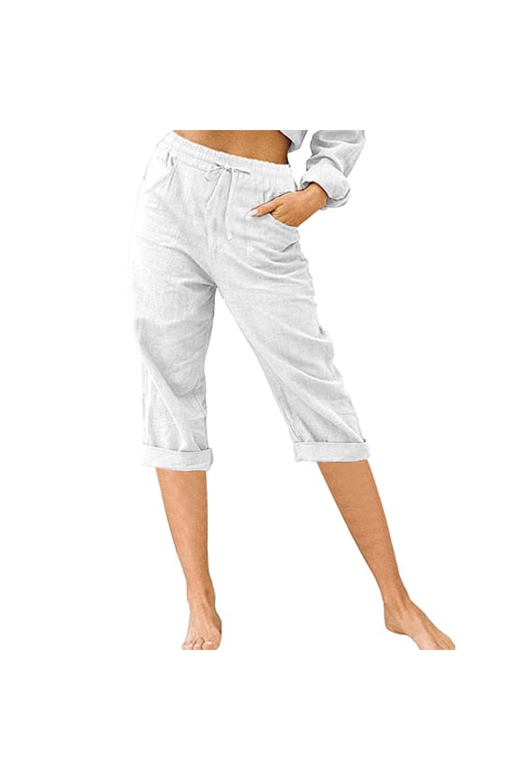 Capri Pants Women Casual High Waist Capri Shorts Petite Straight Leg Cotton Skimmer Capris Sports Solid Color Lightweight Capris Womens Capris