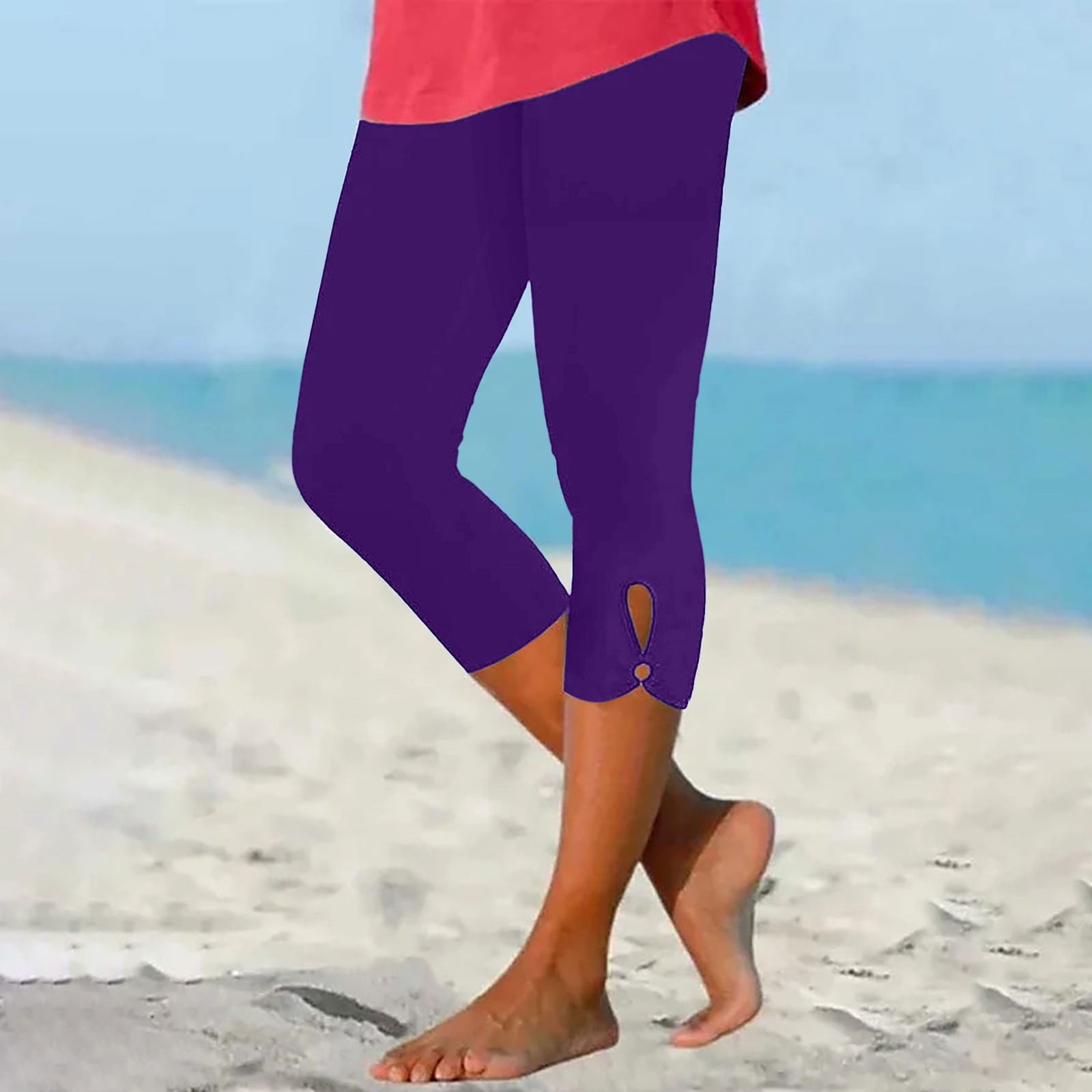 Jsaierl Capris for Women Casual Summer Fashion Lightweight Stretch Skimmer  Pants Drawstring Capri Pant Plus Size Activewear 