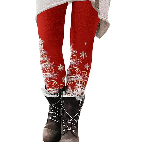 Jsaierl Christmas Cute Graphic Tummy Control Yoga Pants for Women Lightweight High Waist Capris Legging Casual Workout