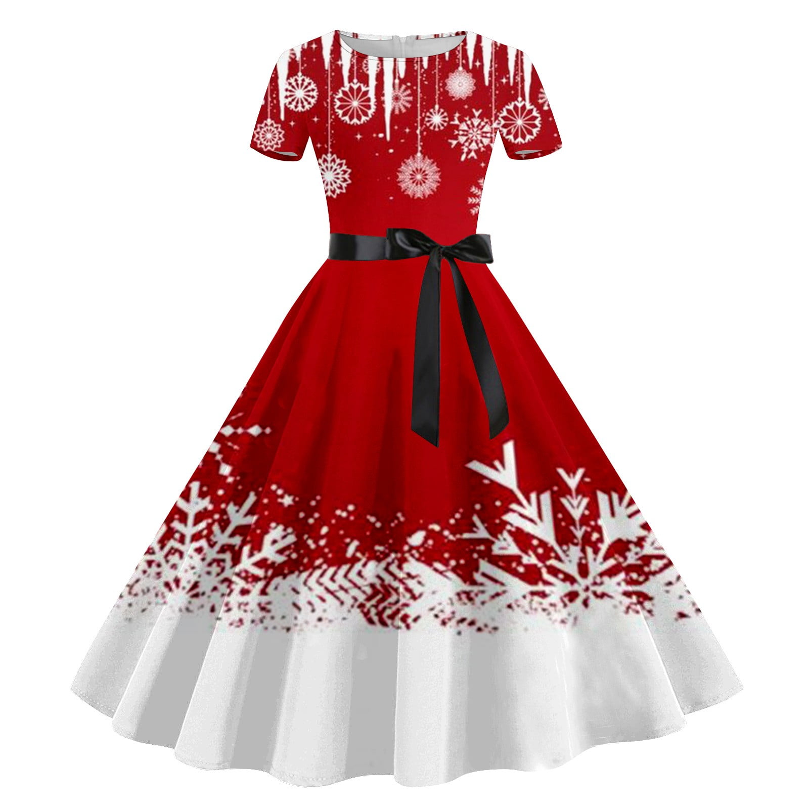 Jsaierl Christmas Dresses for Women Christmas Snowflake Pattern Prom