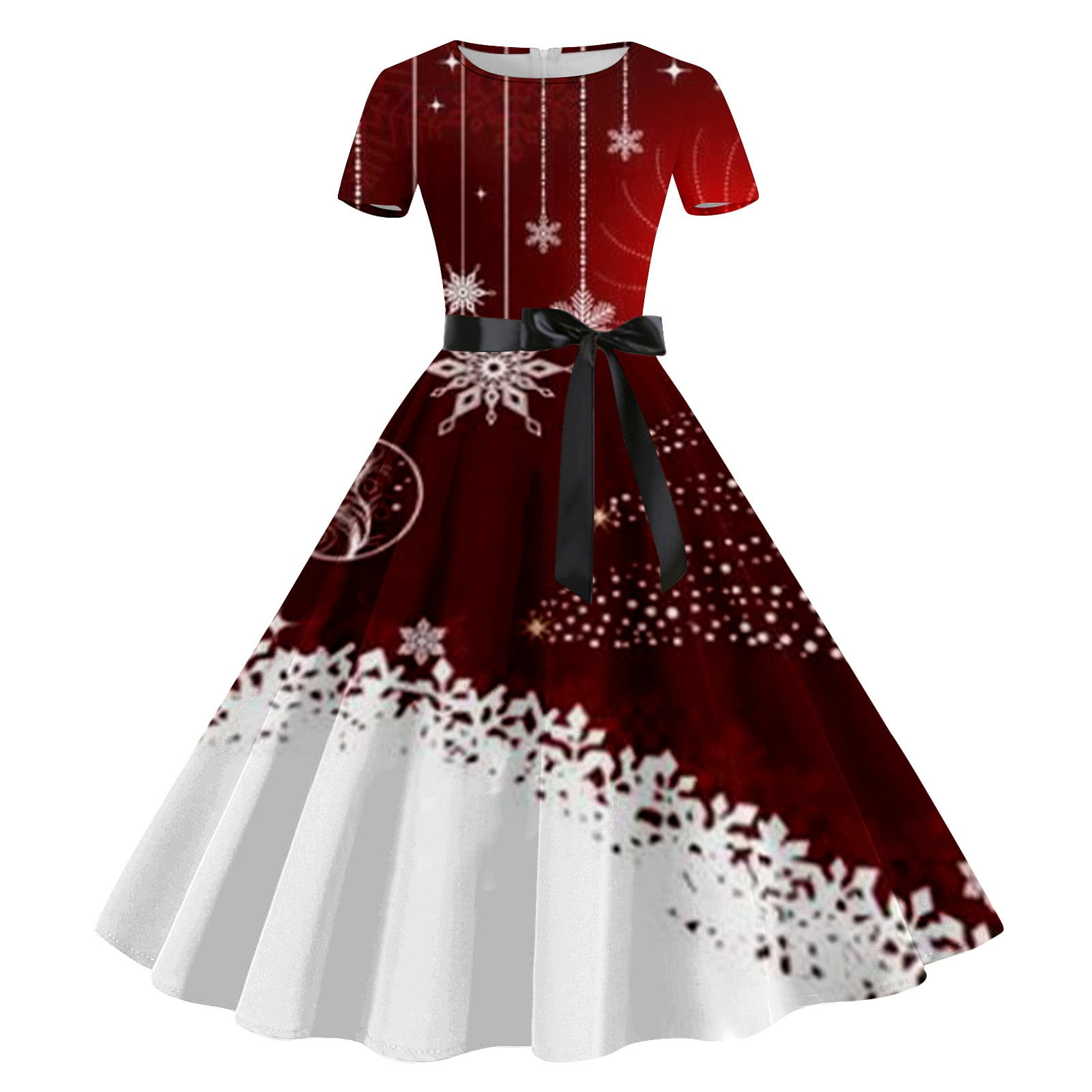 Jsaierl Christmas Dresses for Women Christmas Snowflake Pattern Prom